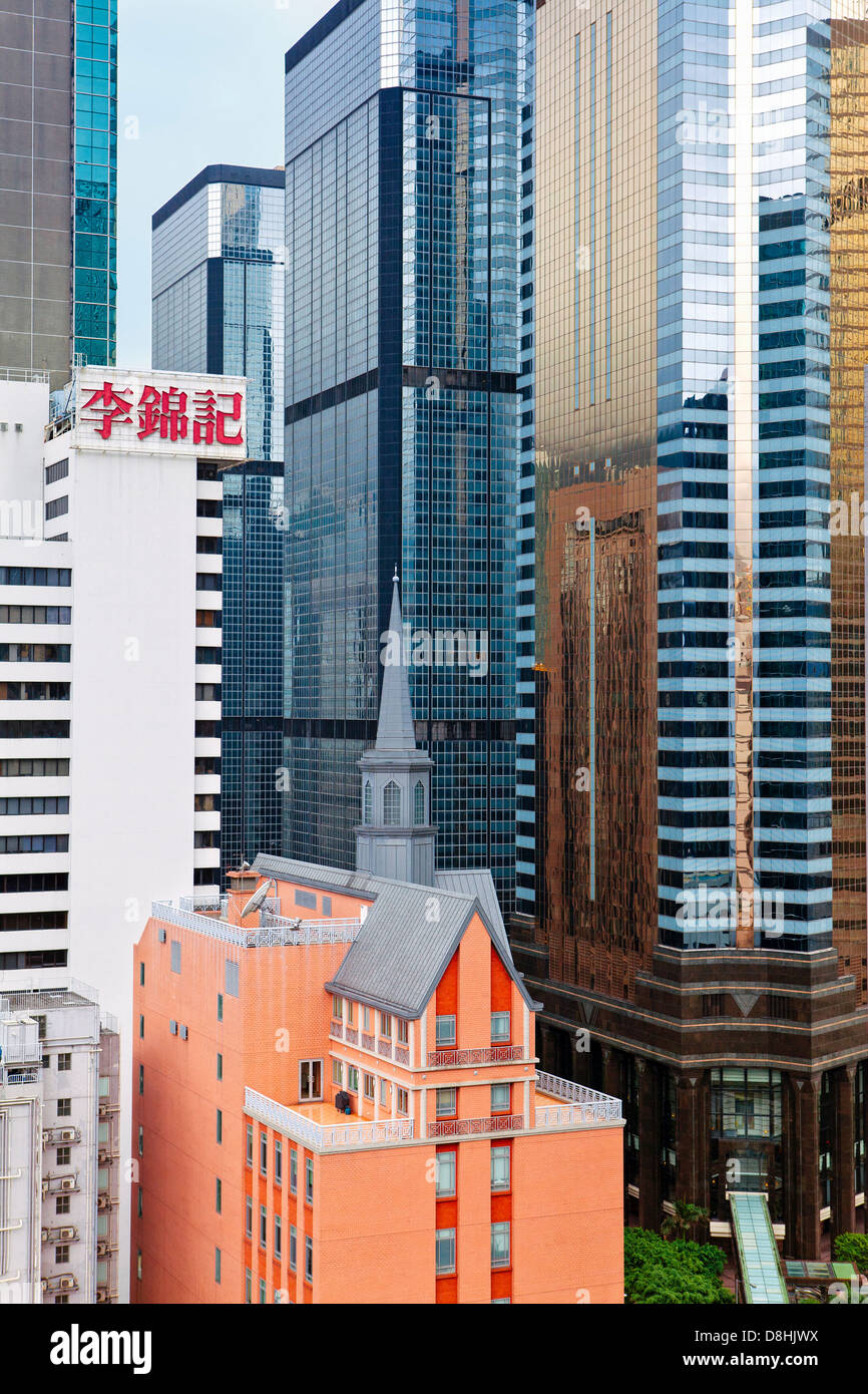 High rise buildings in Wan Chai, Hong Kong Island, Hong Kong, China Stock Photo