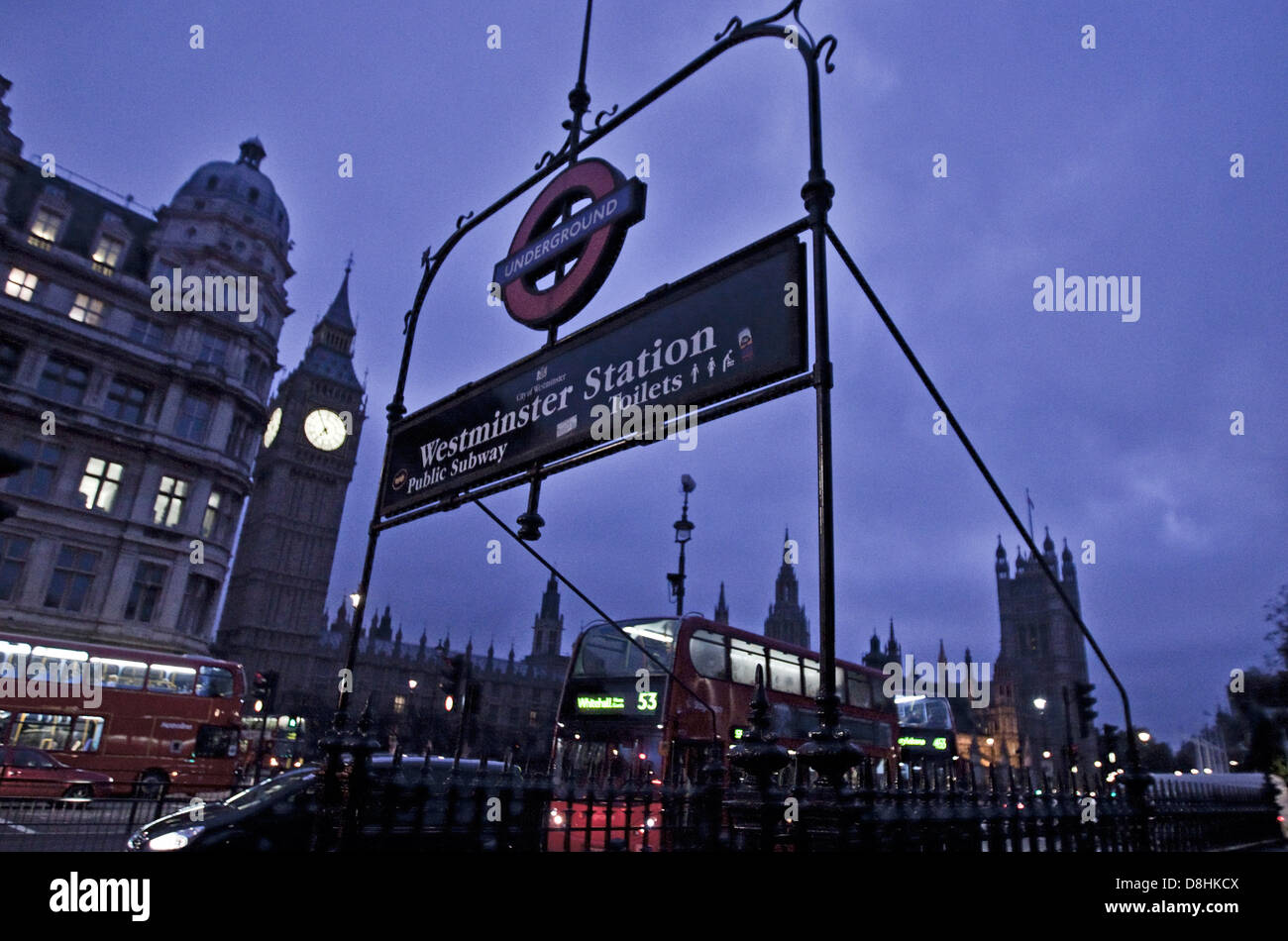 big ben, westminster palace, and westminster station at dawn, london ...