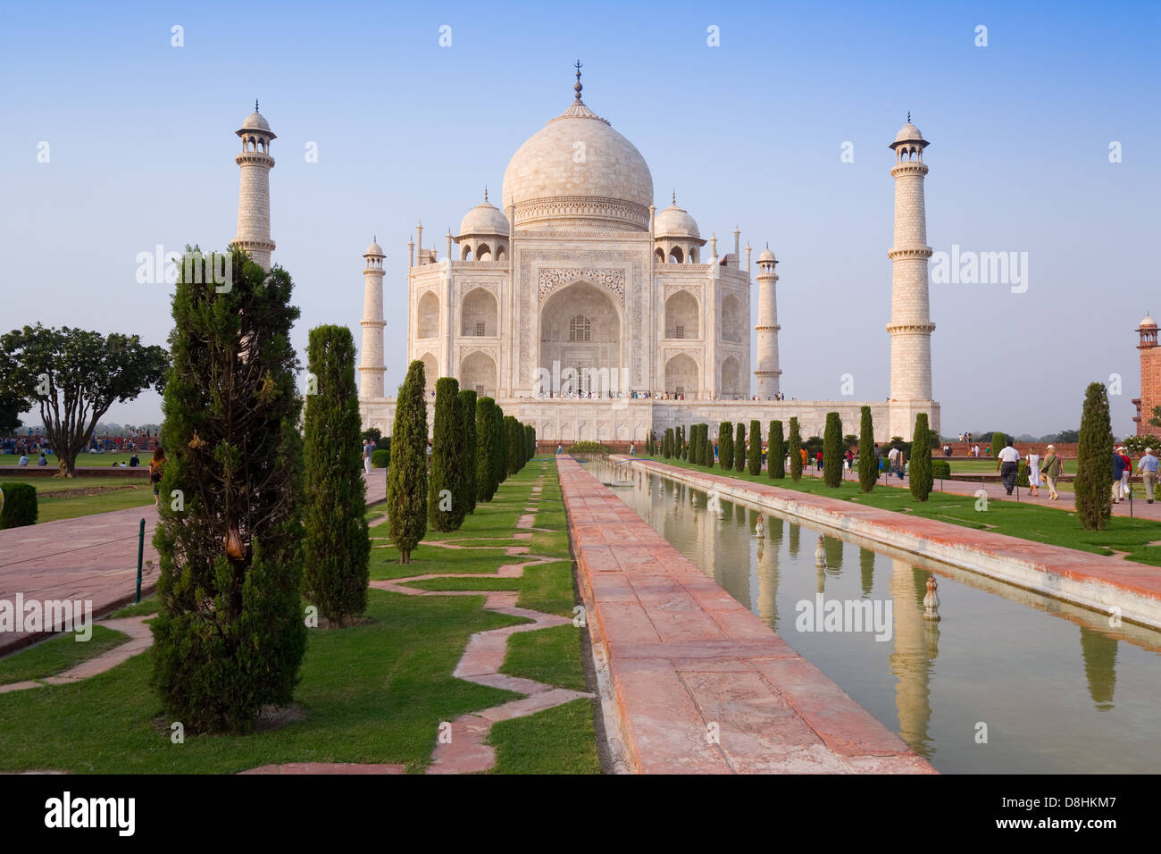 India, Uttar Pradesh, The Taj Mahal, Tourists outside Stock Photo