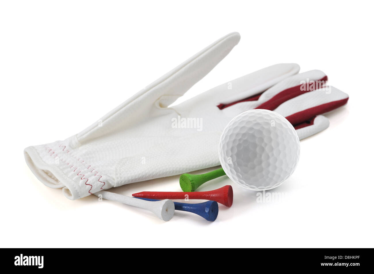Golf Glove, tee, ball Stock Photo