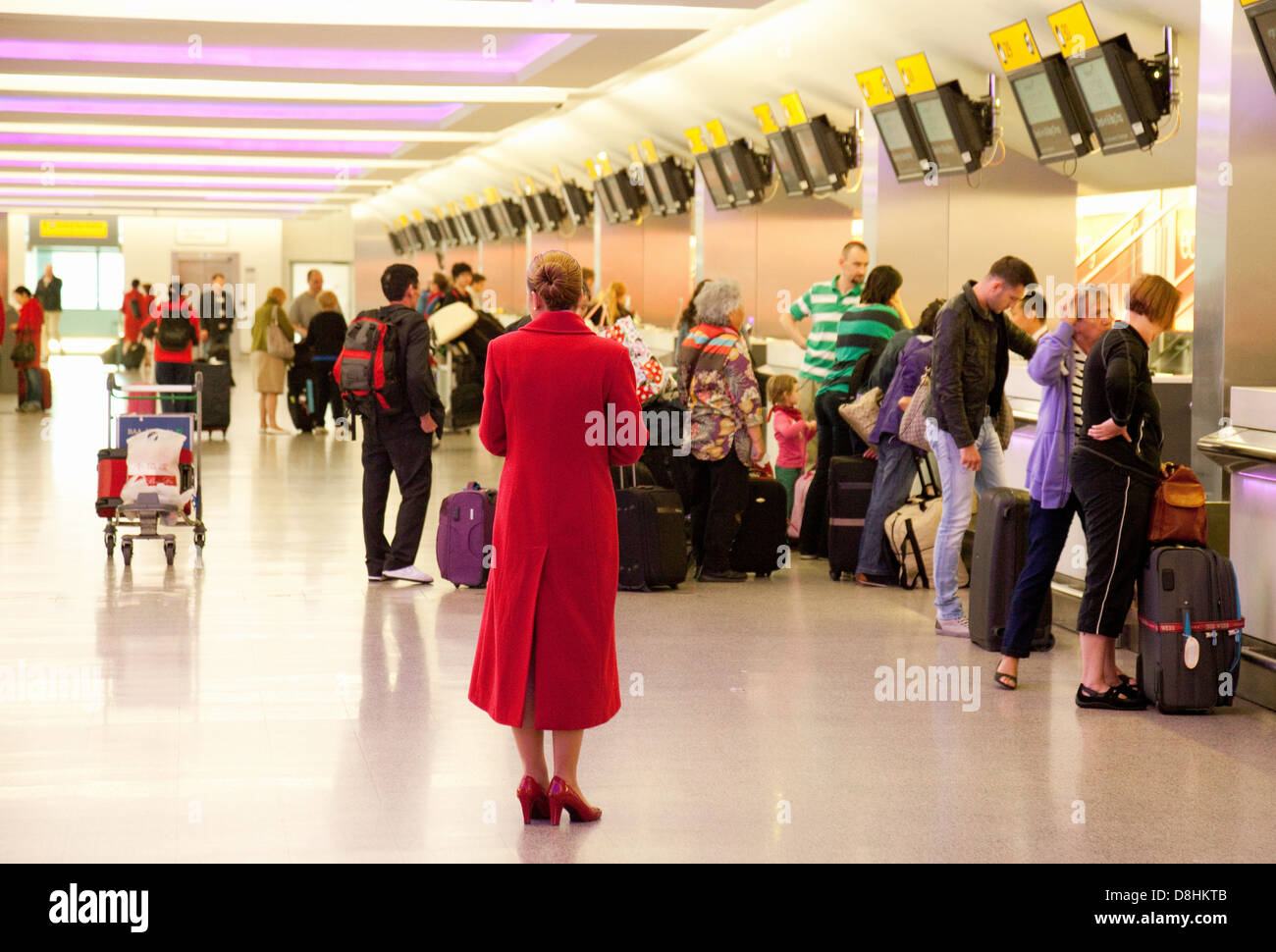 Virgin Atlantic airline staff at Terminal Three, Heathrow airport London UK Stock Photo