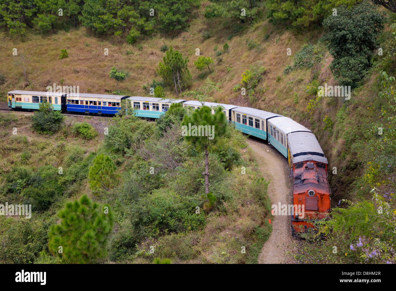 India, Himachal Pradesh, Shimla, the famous Toy train from Kalka to Shimla Stock Photo