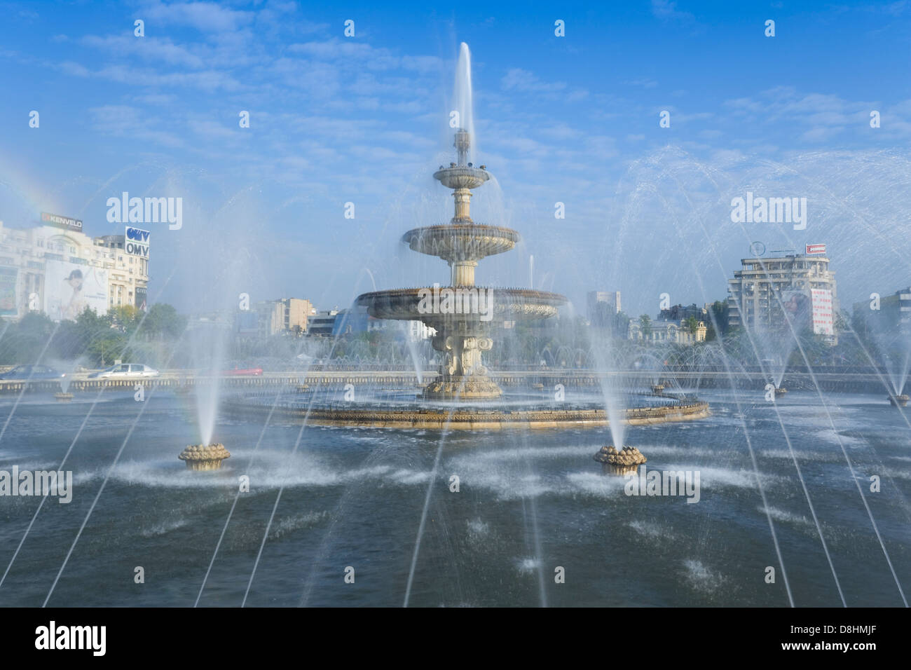 Europe, Romania, Bucharest, Piata Unirii, Piata Unirii Fountain Stock