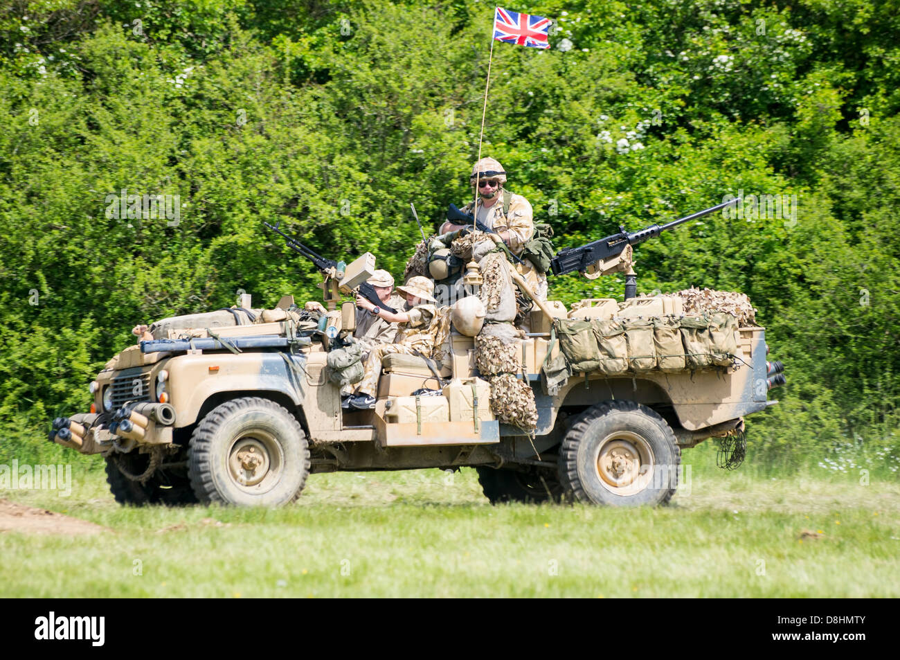 British Army Land Rover 110 HiCap V8 SAS SOV Special Operations Vehicle on display at the 2013 Denmead Overlord, D-Day display Stock Photo