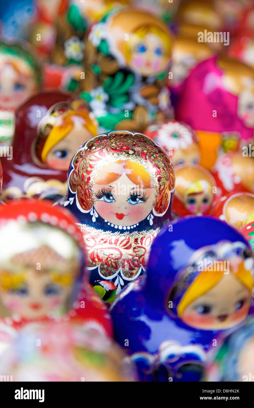 Baltic States, Lithuania, Vilnius, Russian Matryoshka dolls for sale Stock Photo