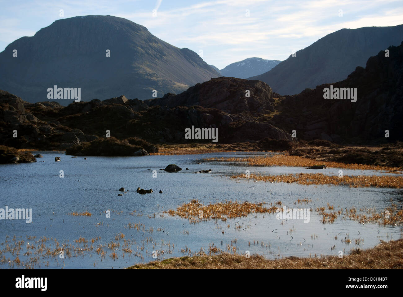 Inominate tarn, the final resting place of author Alfred Wainwright.  Lake District, Cumbria.  UK Stock Photo
