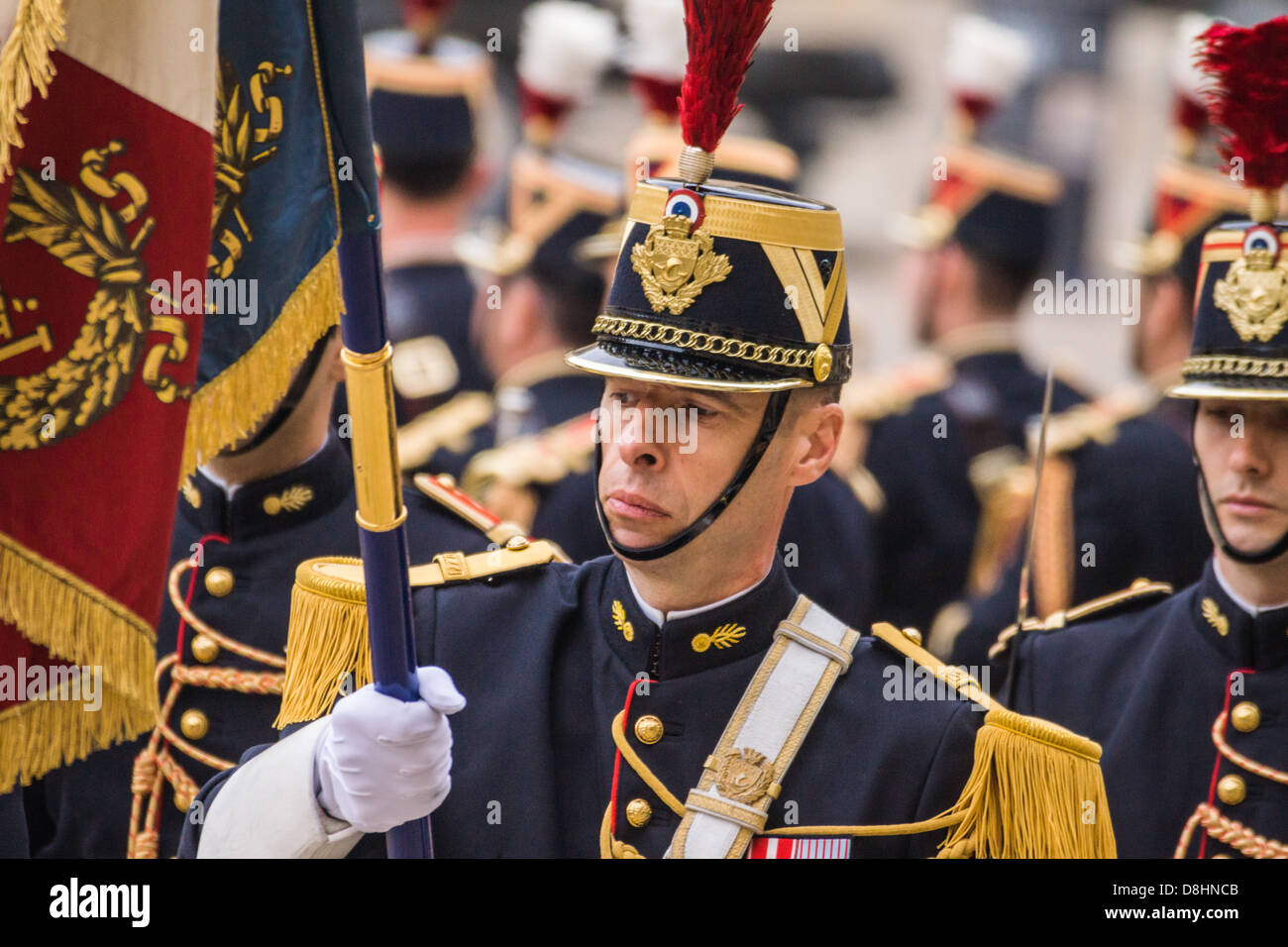 Les Invalides, Paris, France. Soldiers of a Honor Guard with Flags ...