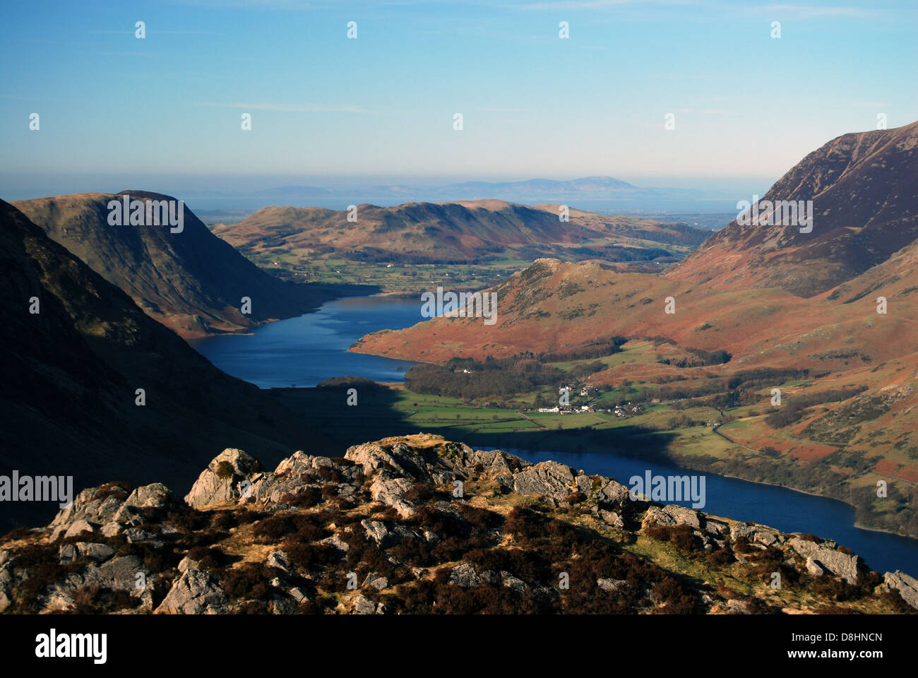 View of Buttermere and Crummock Water.  Lake District. Cumbria.  UK Stock Photo