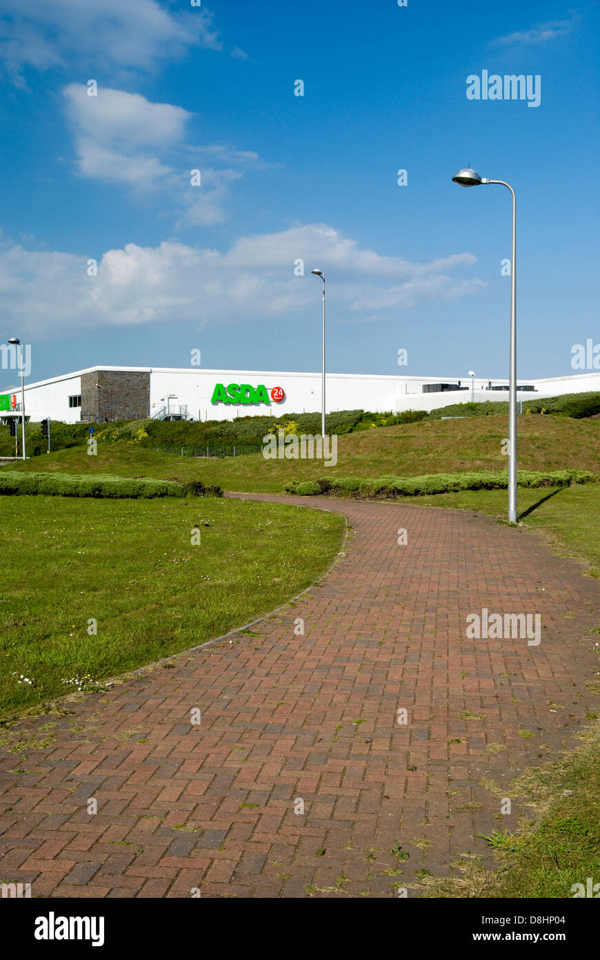 footpath and asda store leckwith retail park, cardiff, wales. Stock Photo