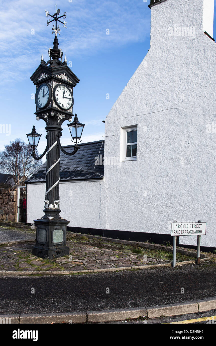 Fowler Memorial Clock in Ullapool in the Highlands of Scotland. Stock Photo