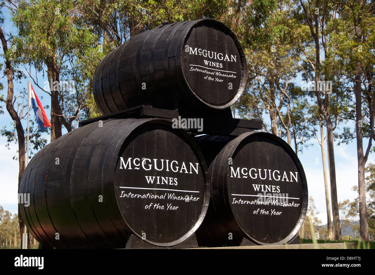 Wine barrels McGuigan Estate Hunter Valley NSW Australia Stock Photo