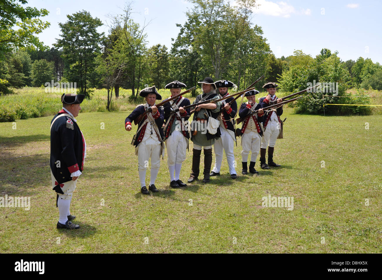 A weapons demonstration at Cowpens National Battlefield. Stock Photo