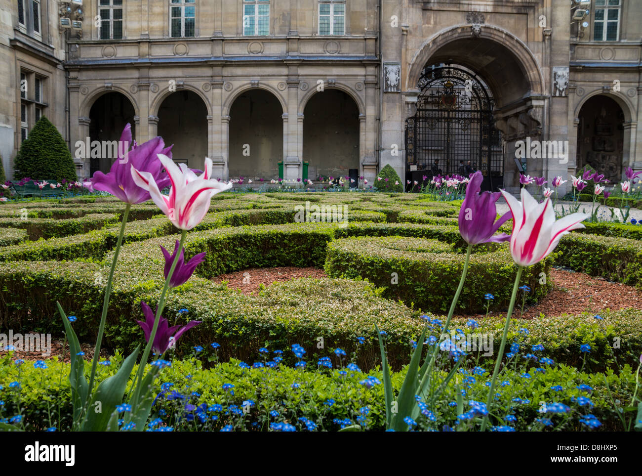 The Beautiful gardens of  Musee Carnavalet, the museum of the history of Paris. Stock Photo