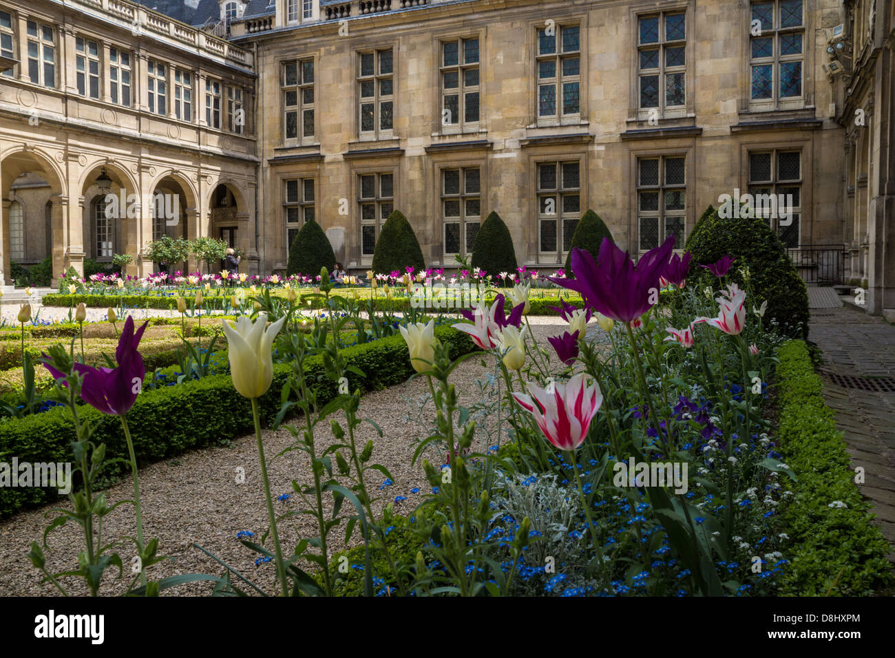 The Beautiful gardens of  Musee Carnavalet, the museum of the history of Paris. Stock Photo