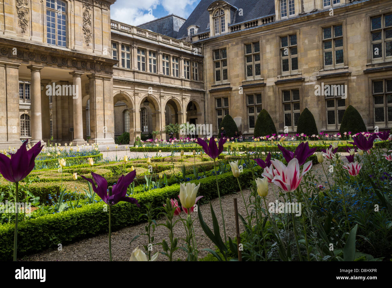 The Beautiful gardens of  Musee Carnavalet, the museum of the history of Paris. Stock Photo