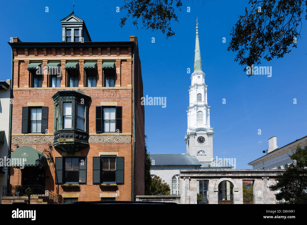 Independent Presbyterian Church, near Chippewa Square, Savannah, Georgia Stock Photo