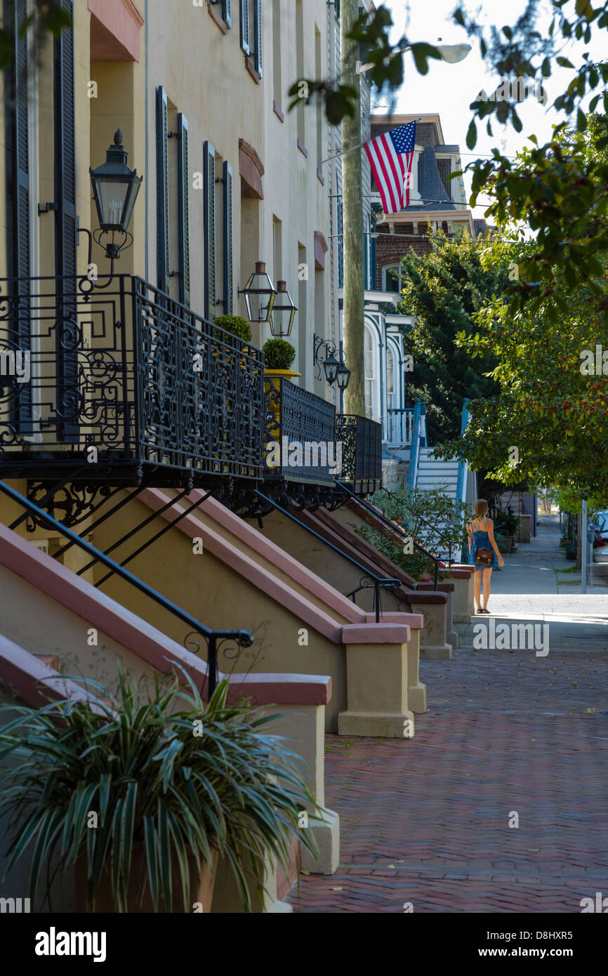 Historic District Homes, West Perry Street, Savannah, Stock