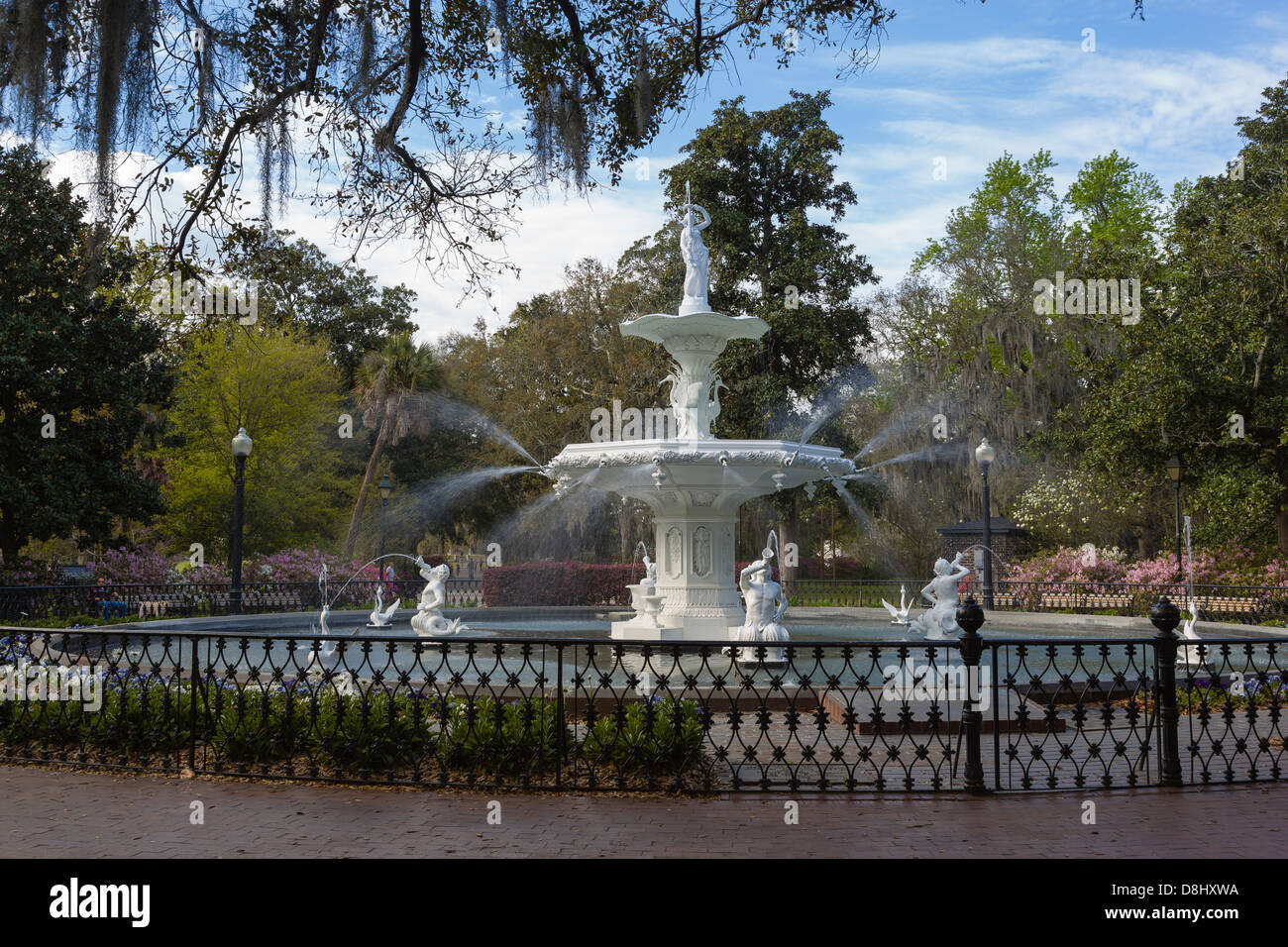 Fountain at Forsyth Park, Savannah, Georgia Stock Photo
