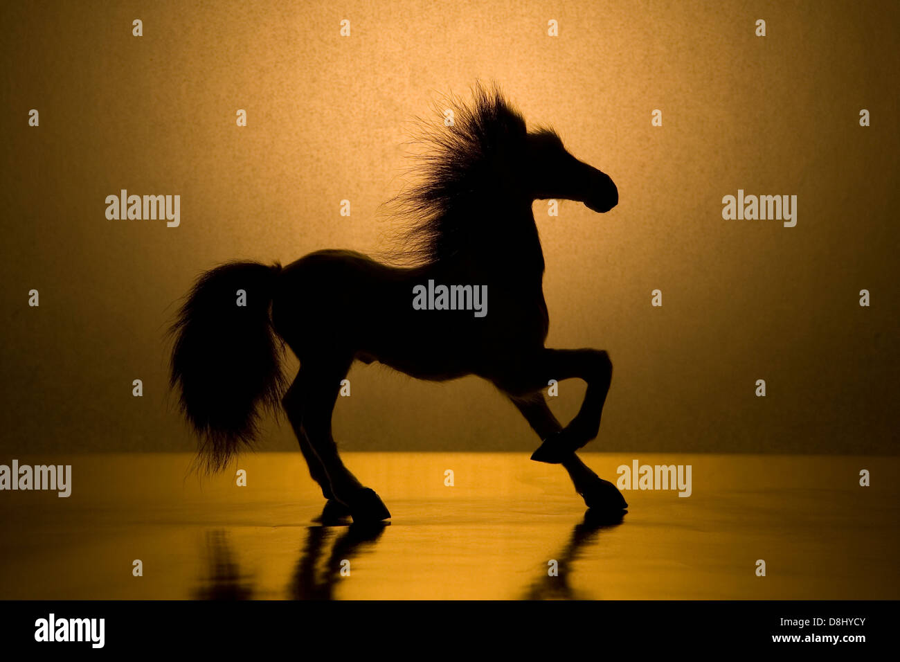 Silhouette of Toy Horse Stock Photo