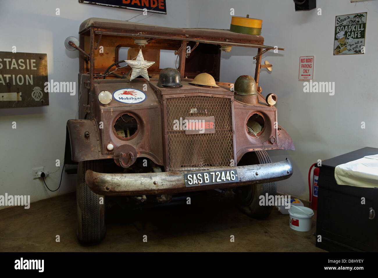Vintage truck, Canon Roadhouse restaurant, near Fish River Canyon, Southern Namibia, Africa Stock Photo
