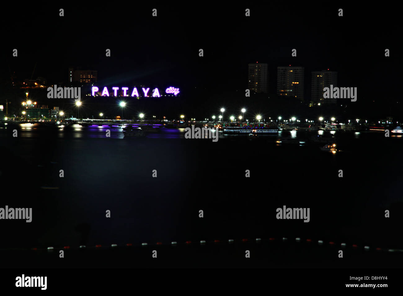 The See View Pattaya city At night. Stock Photo