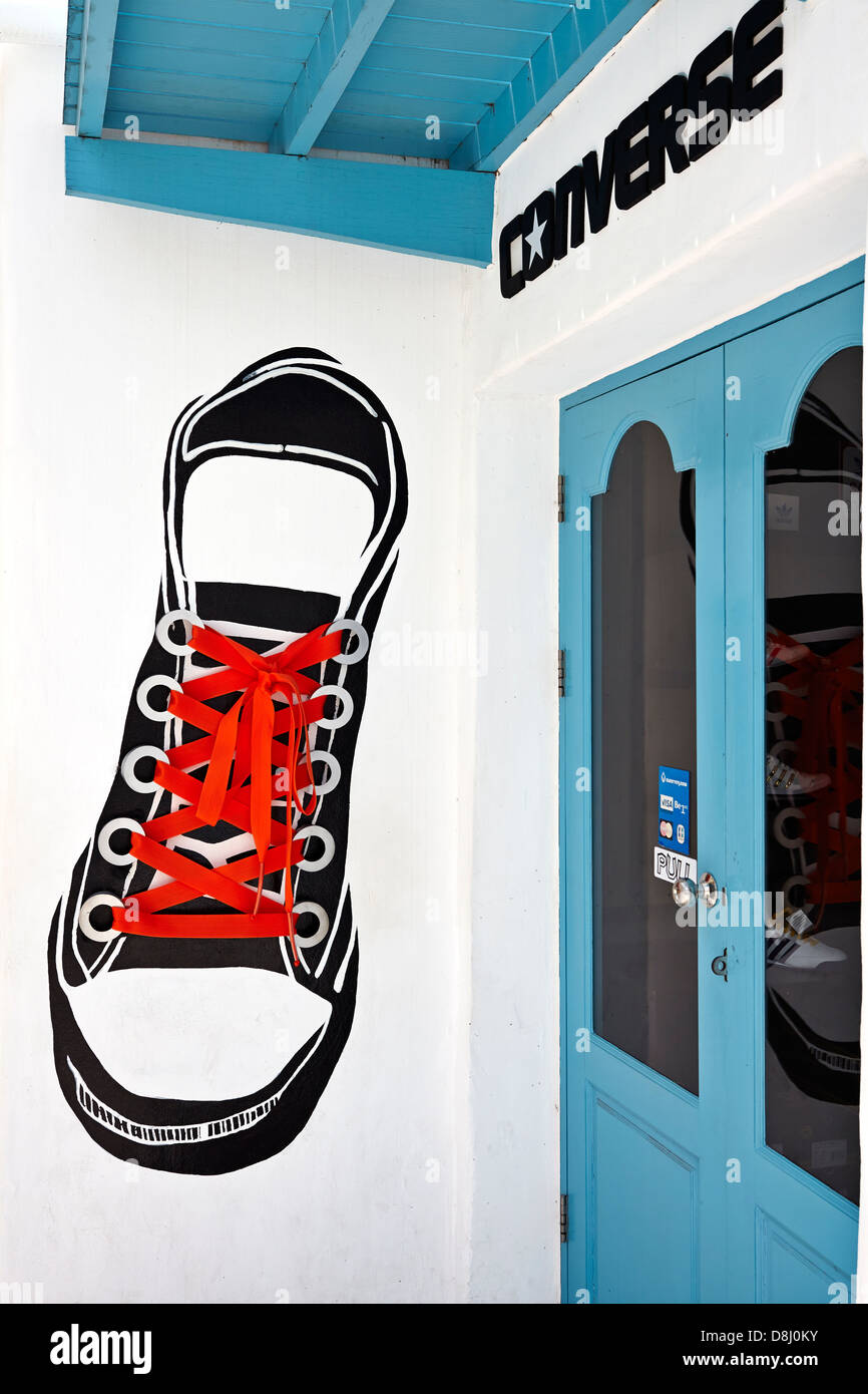 Converse footwear shop frontage with appropriate advertising Stock