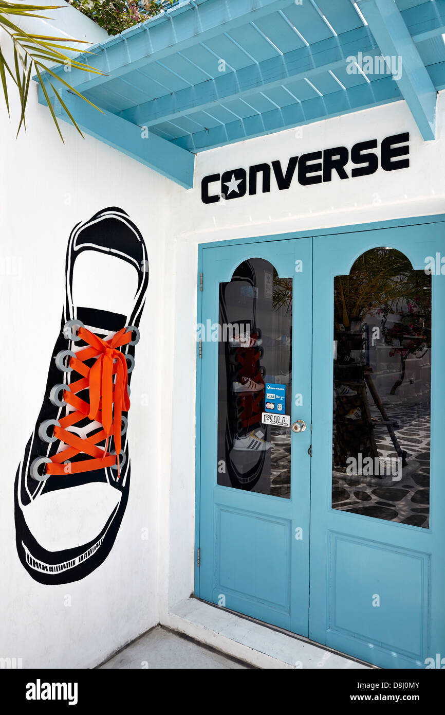 Converse footwear shop frontage with appropriate advertising. Stock Photo