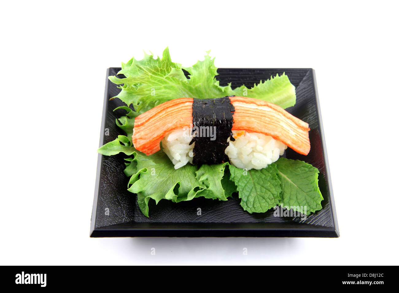 Sushi made from Crab meat on dish,Sushi is a food of Japanese Stock