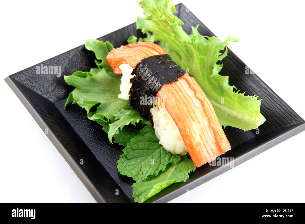 Sushi made from Crab meat on dish,Sushi is a food of Japanese Stock