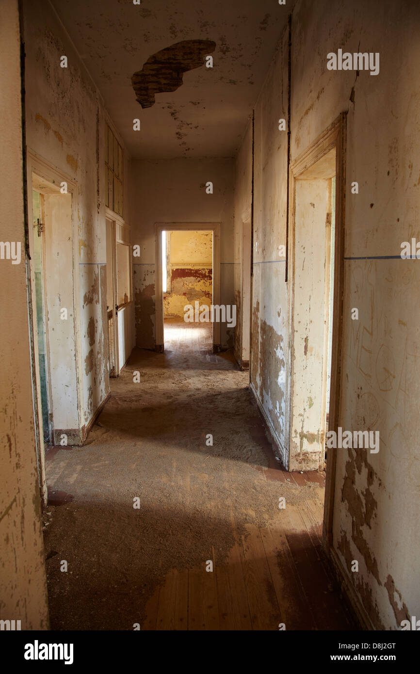 Corridor in abandoned house, Kolmanskop Ghost Town, near Luderitz ...