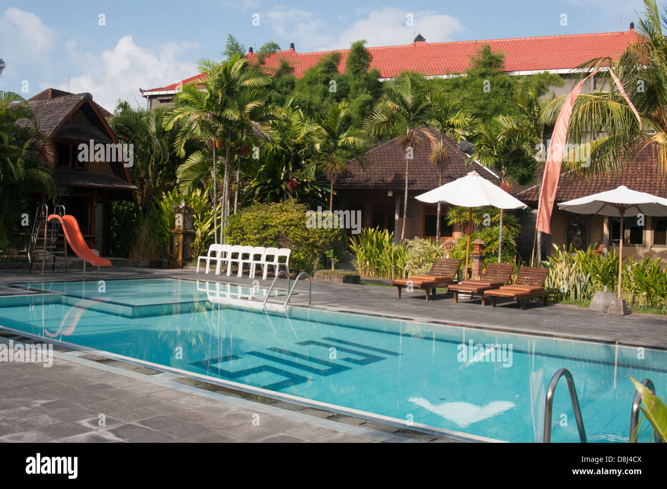 Swimming pool at Suji Bungalow, Kuta, Bali, Indonesia Stock Photo