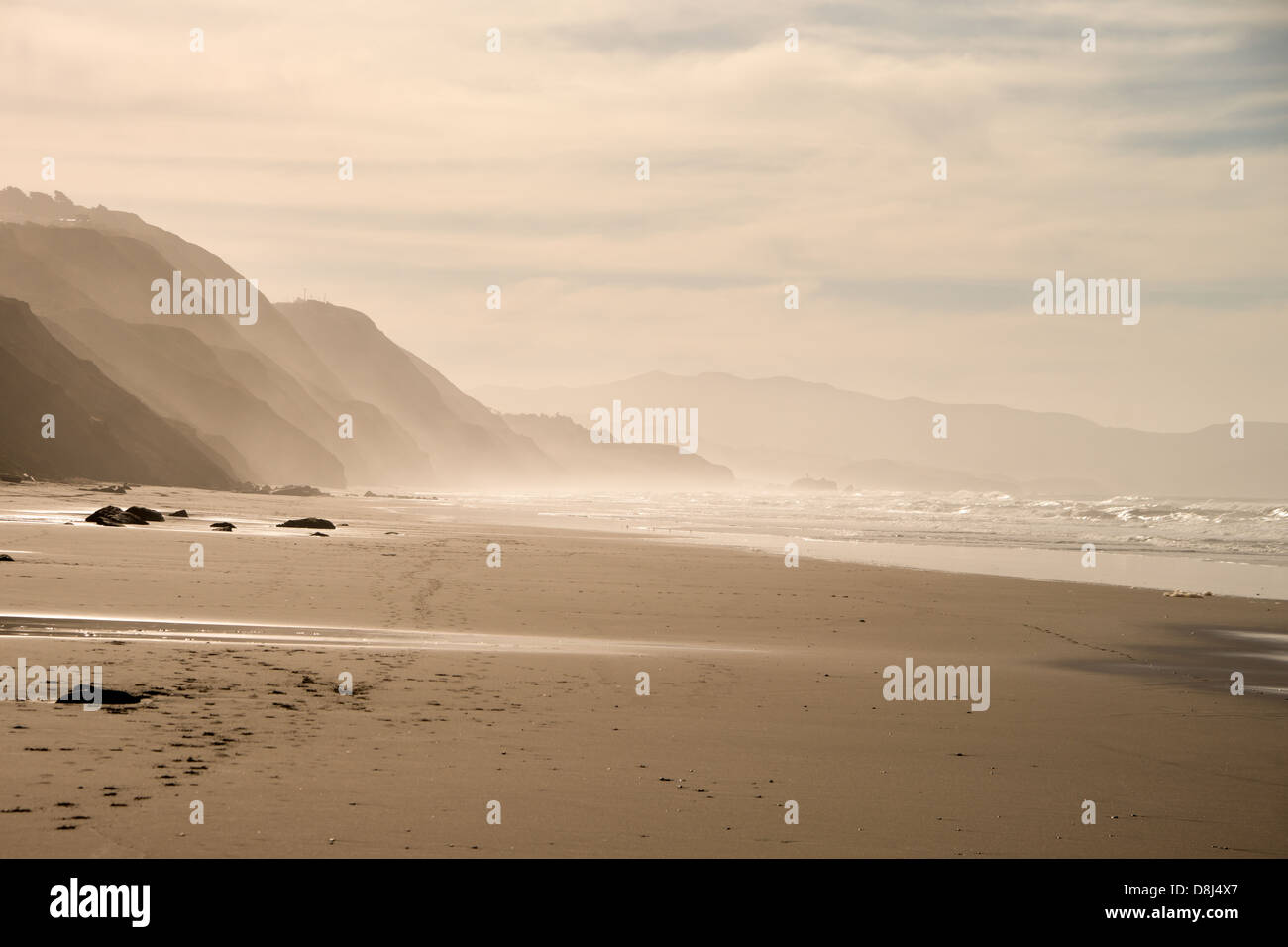 Footprints in the sand at Thornton Beach State Park in Daly City, California Stock Photo Alamy