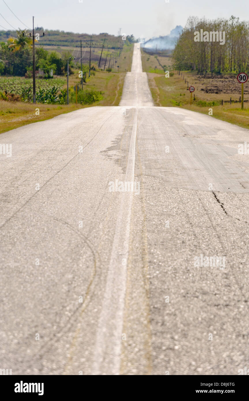 Road in Sancti Spiritus Province, Cuba, Caribbean Stock Photo