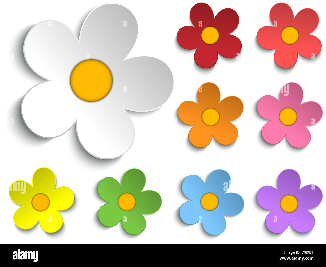 Vector - Beautiful Spring Flowers Collection Set of 9 Stock Photo - Alamy