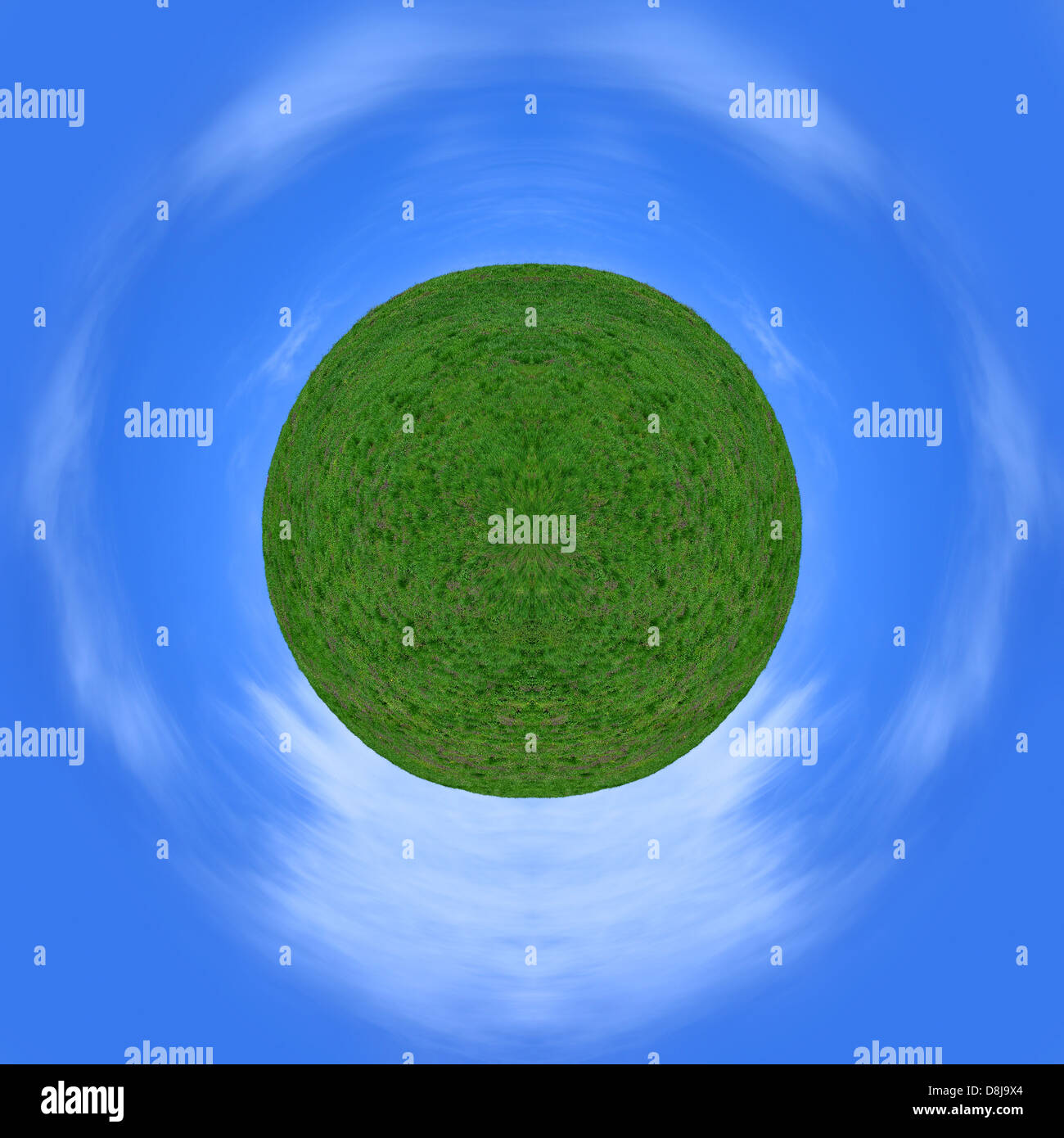 Sky and grass spherical panorama Stock Photo