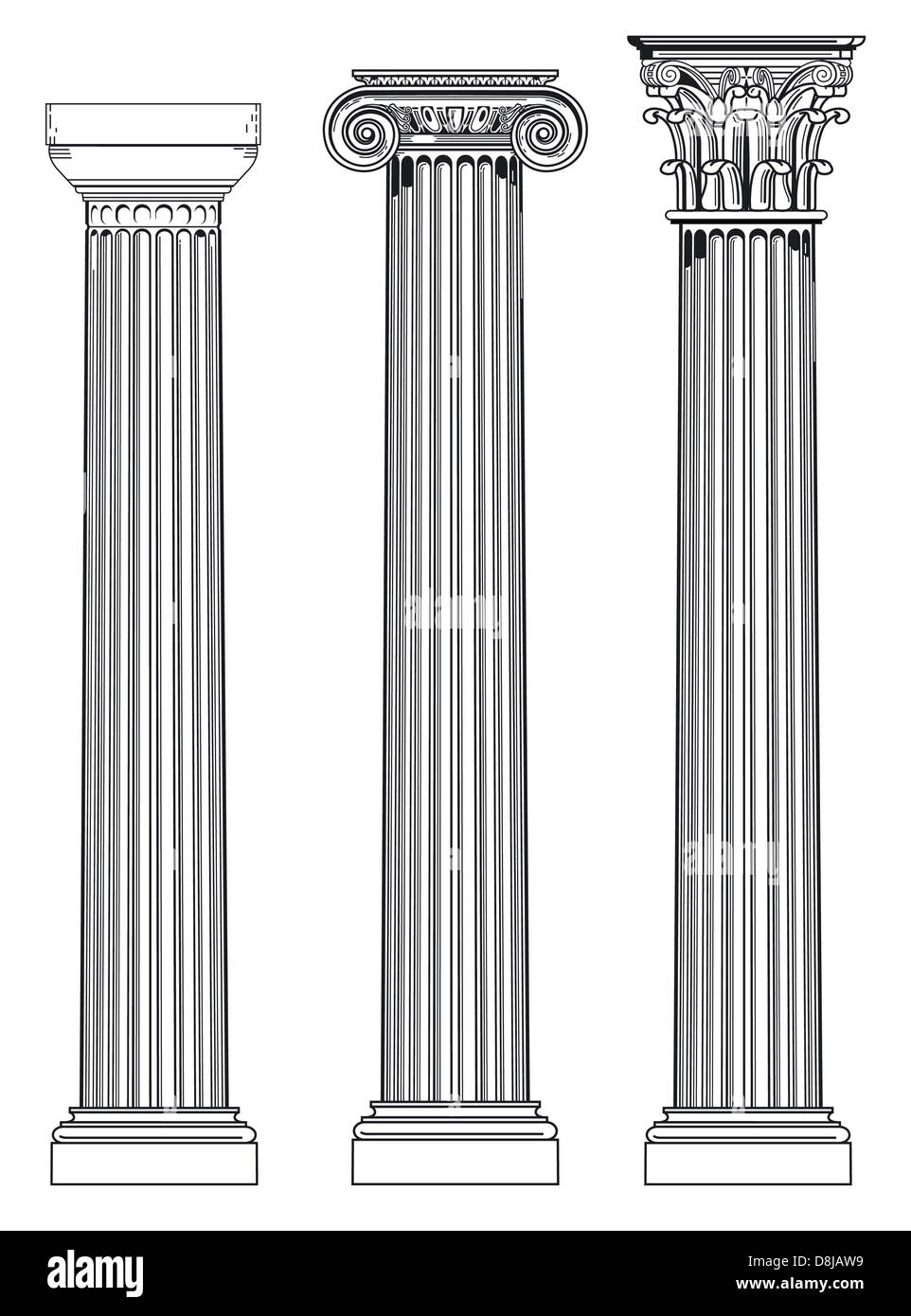 three ancient columns Stock Photo