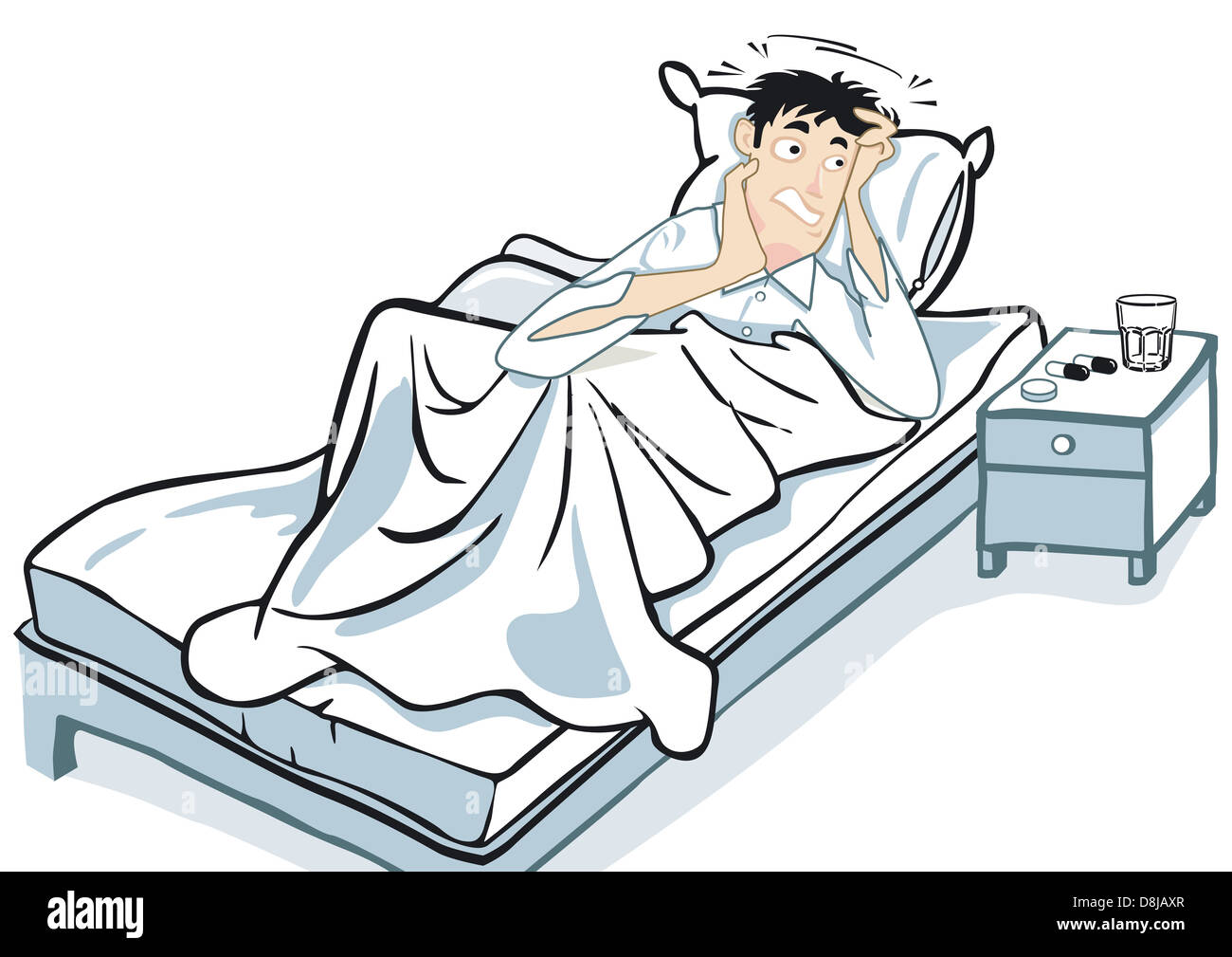 Sick in bed Stock Photo
