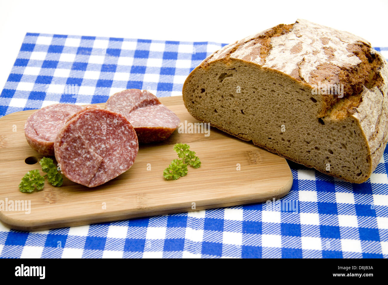 Salami and bread Stock Photo Alamy