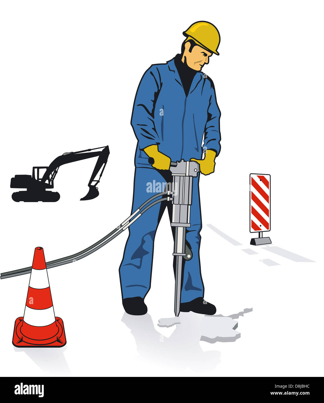 Workers with jackhammers Stock Photo