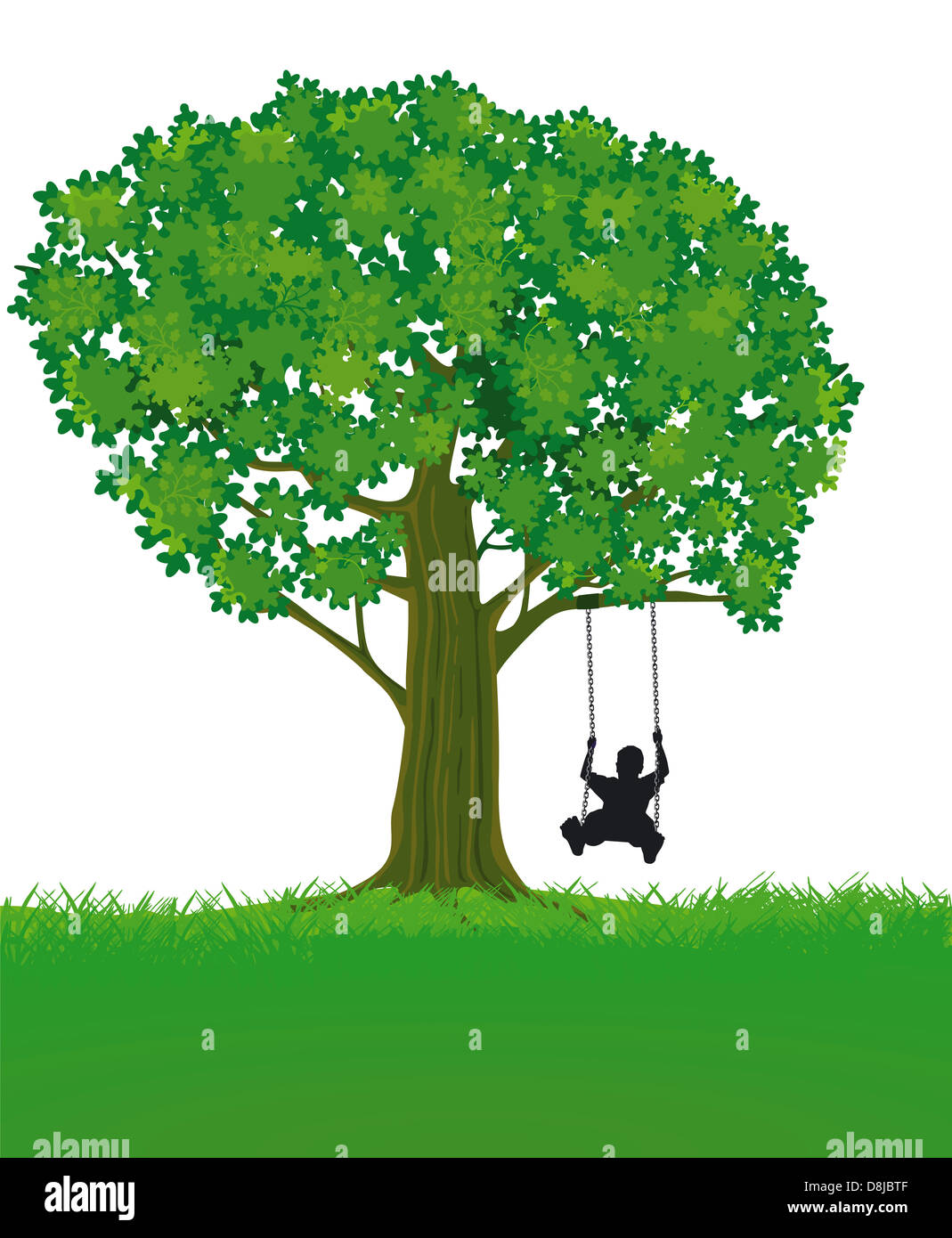 Tree with a swing Stock Photo