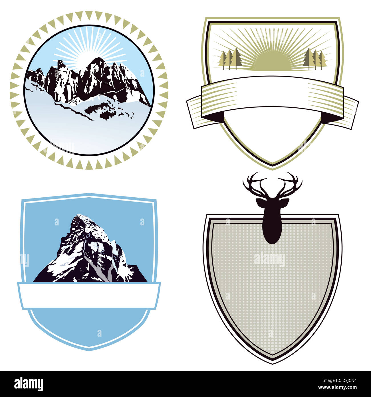 Mountain adventure and expedition badges Stock Photo