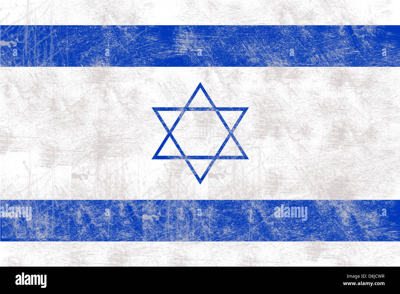 antique old damaged vintage flag of Israel Stock Photo
