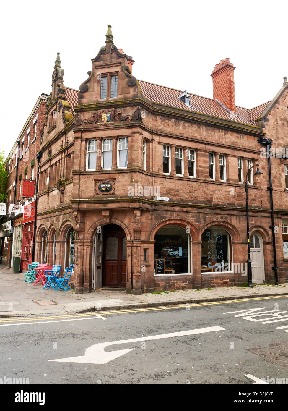Lombard House, a coffee and tea shop in Chester Cheshire UK Stock Photo