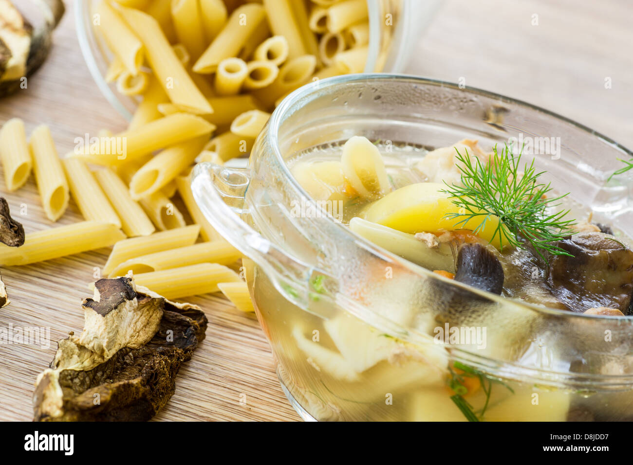 mushroom soup with noodles Stock Photo - Alamy