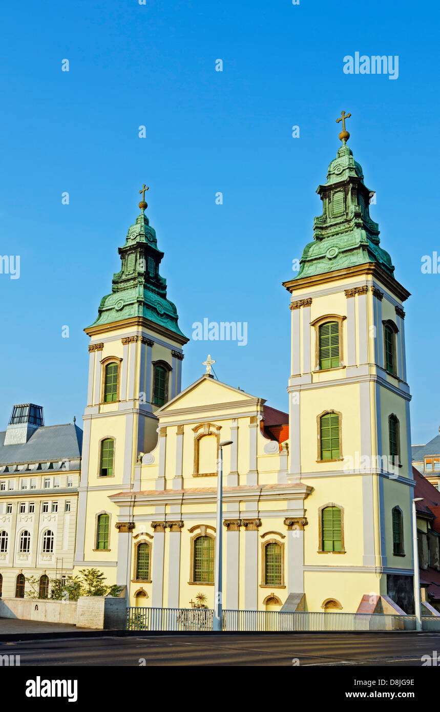 Inner city Parish church, Unesco Banks of the Danube World Heritage Site, Budapest, Hungary, Europe Stock Photo