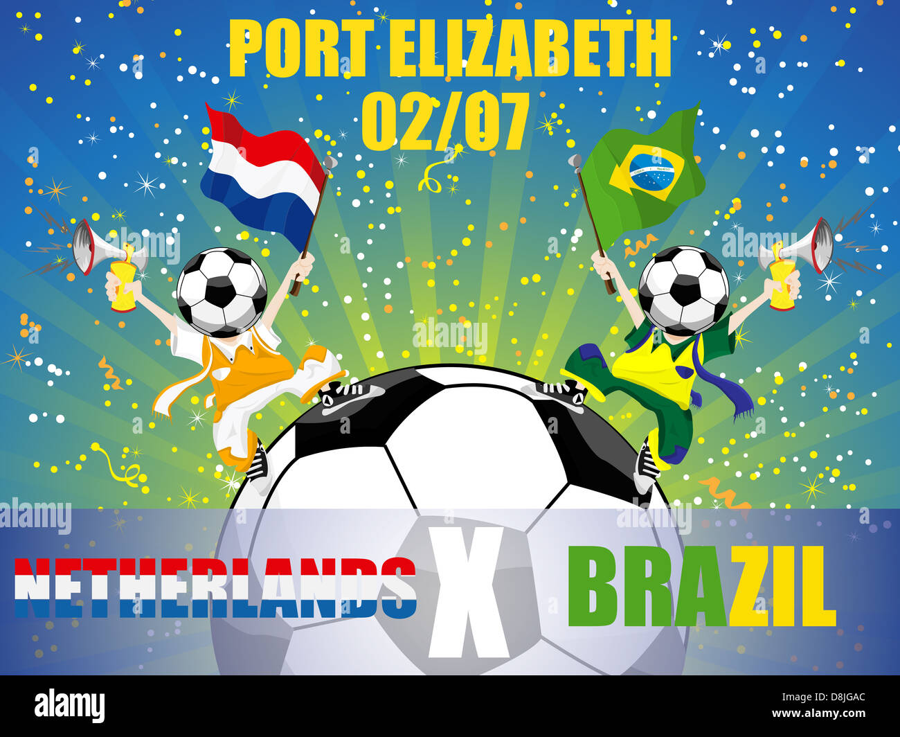 Netherlands Versus Brazil Soccer Game. Editable vector Illustration Stock Photo