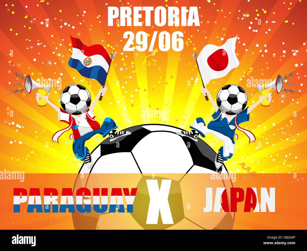 Paraguay Versus japan Soccer Game. Editable vector Illustration Stock Photo