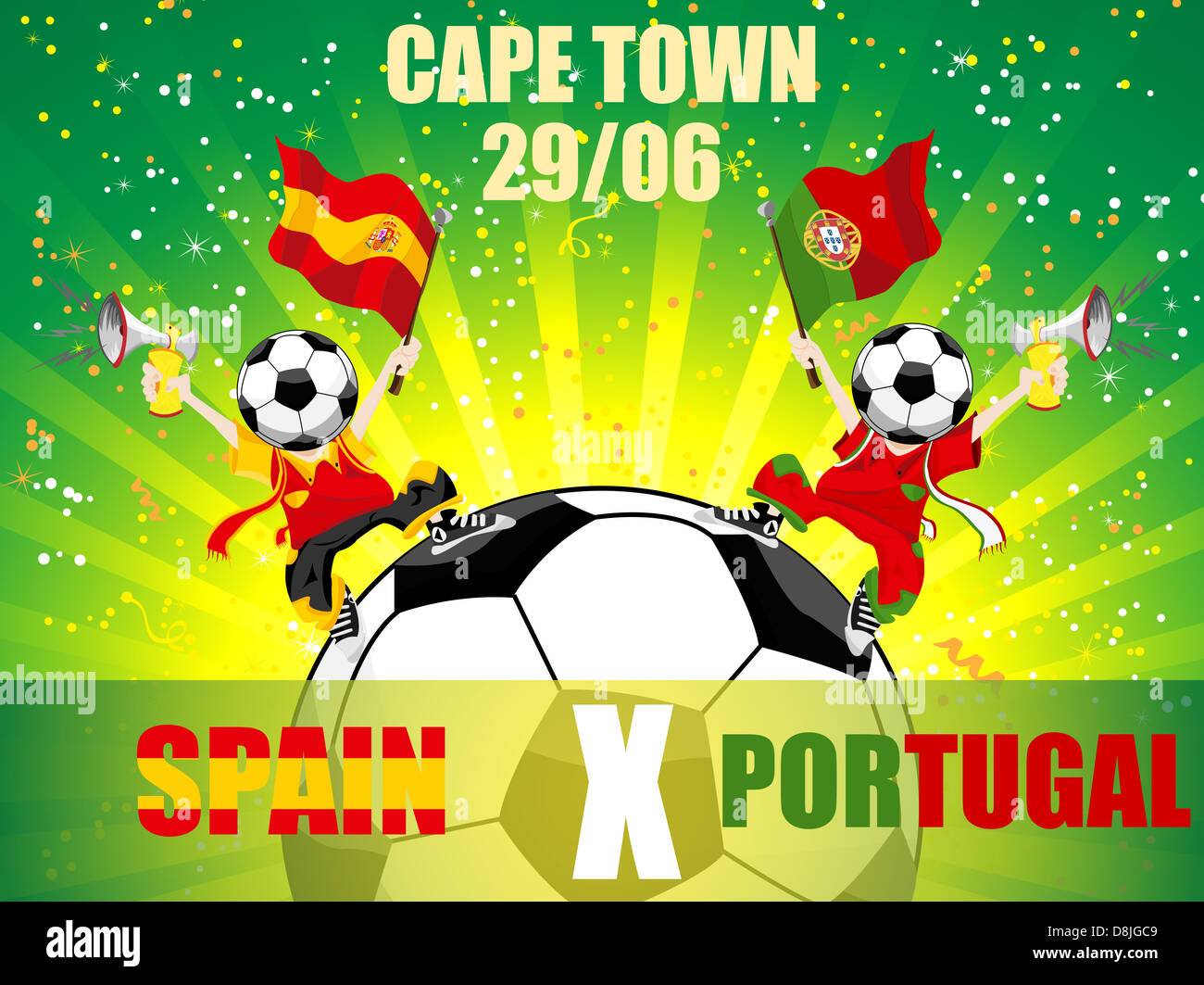 Spain Versus Portugal Soccer Game. Editable vector Illustration Stock Photo