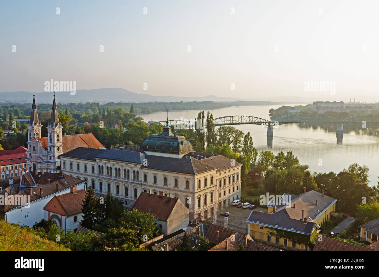 Maria Valeria Bridge on the River Danube, Esztergom, Hungary, Europe Stock Photo