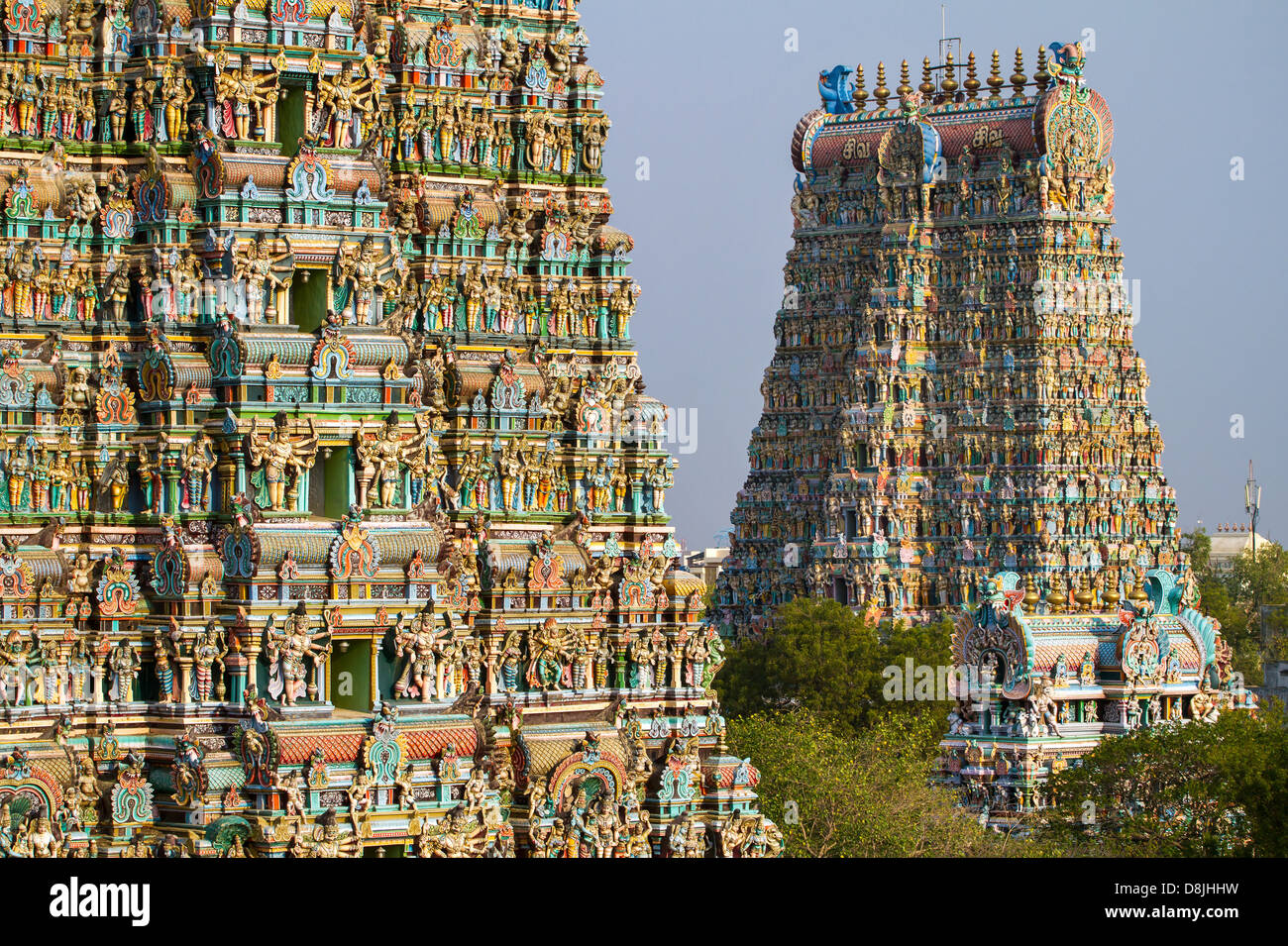 Meenakshi temple - one of the biggest and oldest Indian temples in Madurai, Tamil Nadu, India Stock Photo